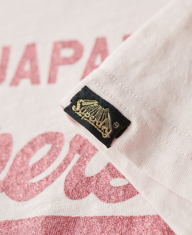 luźna koszulka z metalicznym logo w kolorze mauve chalk pink