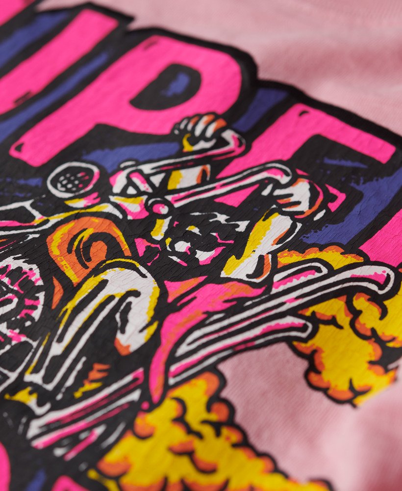 dopasowana koszulka z grafiką neon motor w kolorze romance rose pink slub