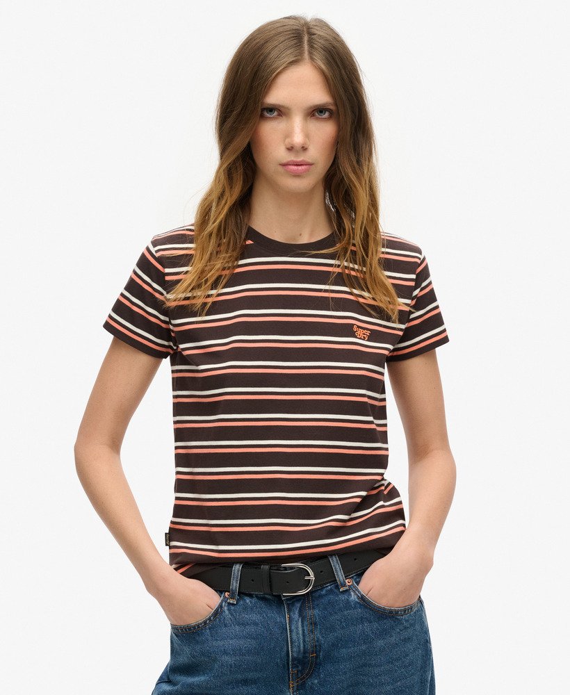 koszulka w paski essential logo w kolorze bison black striped
