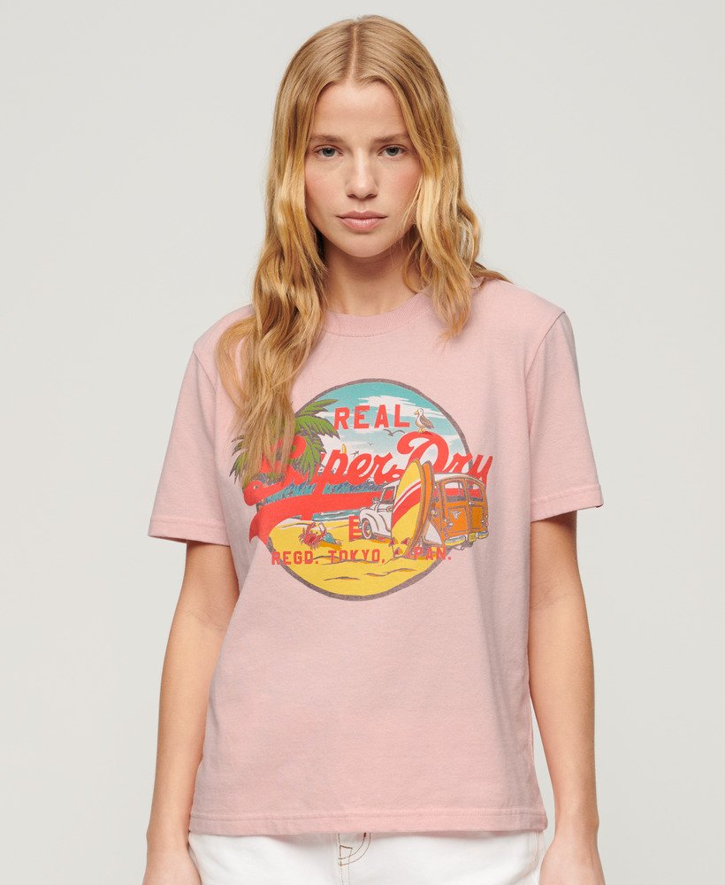 koszulka la graphic relaxed w kolorze somon pink marl