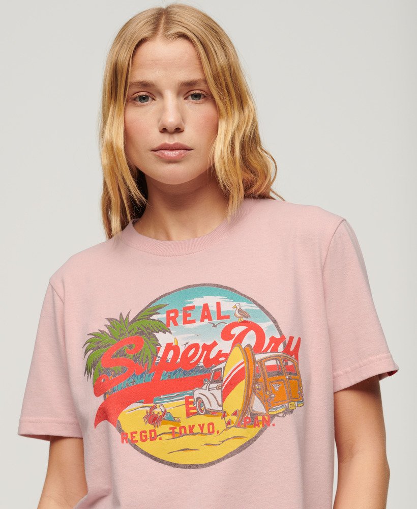 koszulka la graphic relaxed w kolorze somon pink marl