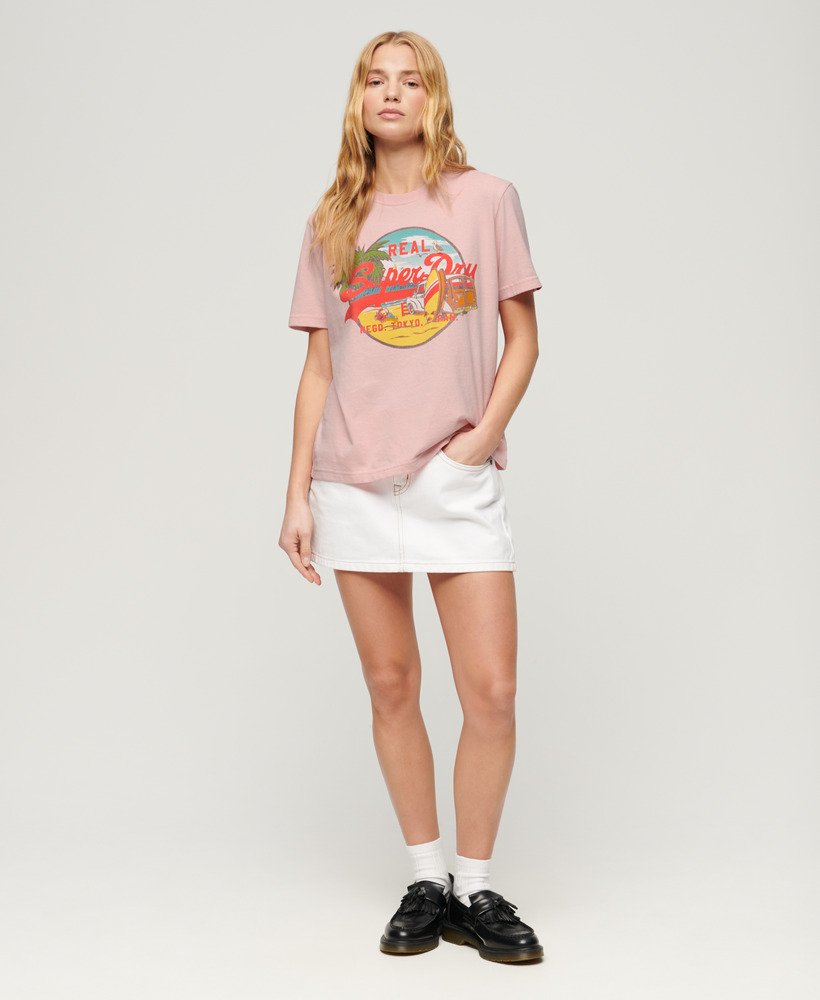 koszulka la graphic relaxed w kolorze somon pink marl