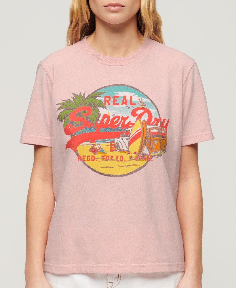 koszulka la graphic relaxed w kolorze somon pink marl