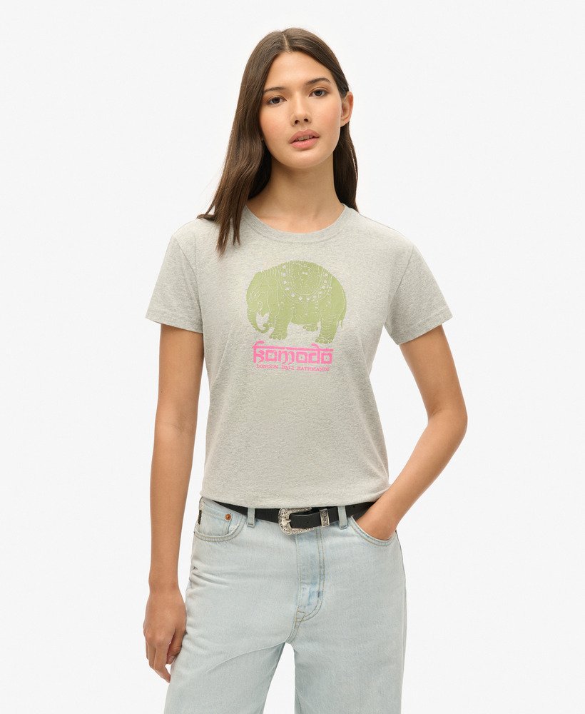 koszulka superdry x komodo hathi w kolorze pumeksu beżowo-marlowym