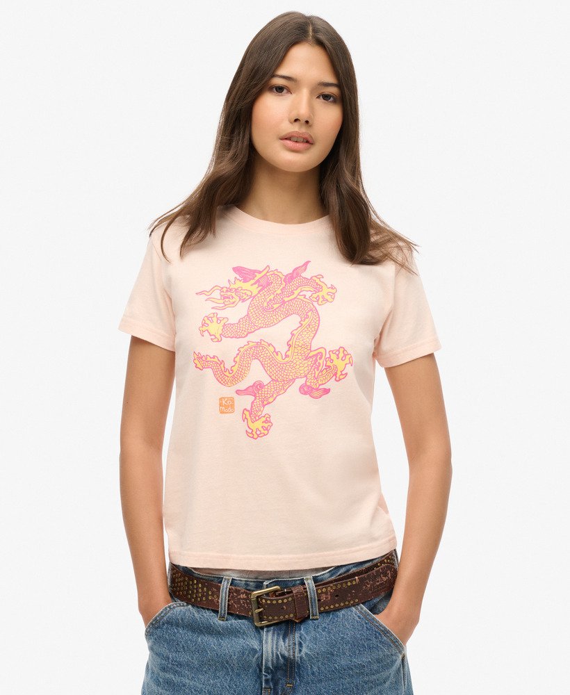 koszulka superdry x komodo dragon slim w kolorze różowej gliny