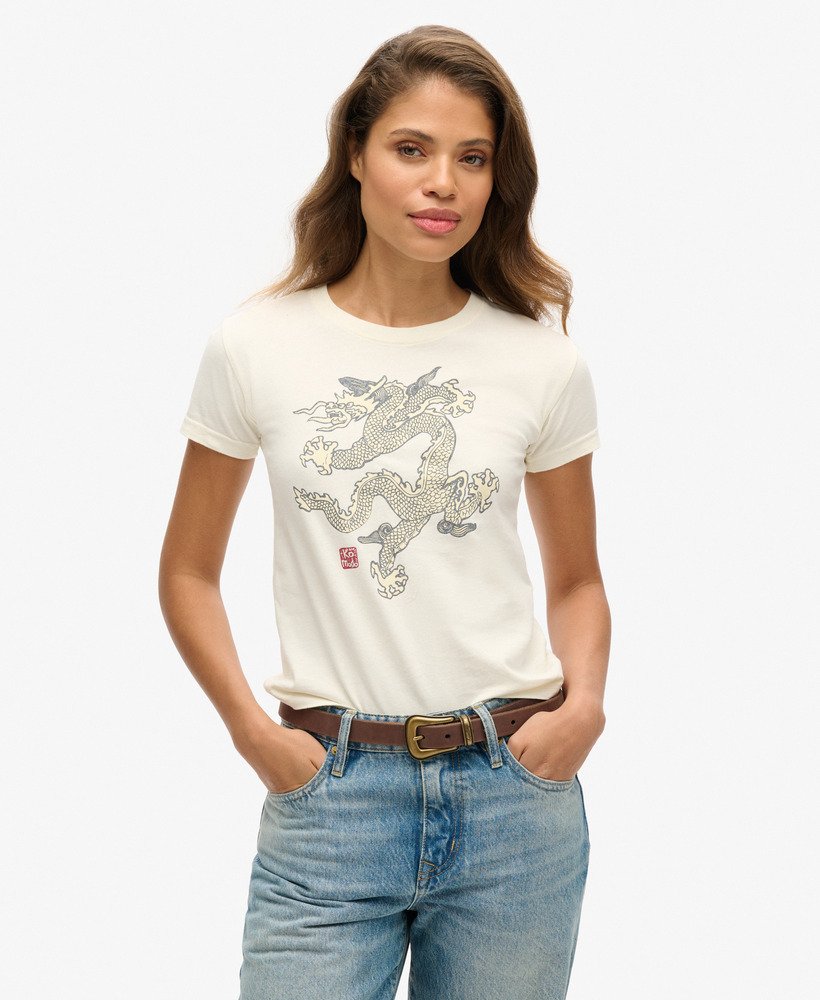 koszulka superdry x komodo dragon slim w kolorze ecru