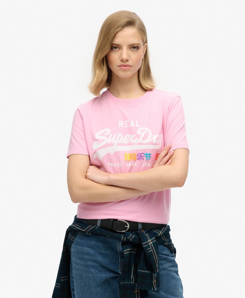 koszulka z logo pop entry w stylu vintage w kolorze marne pink