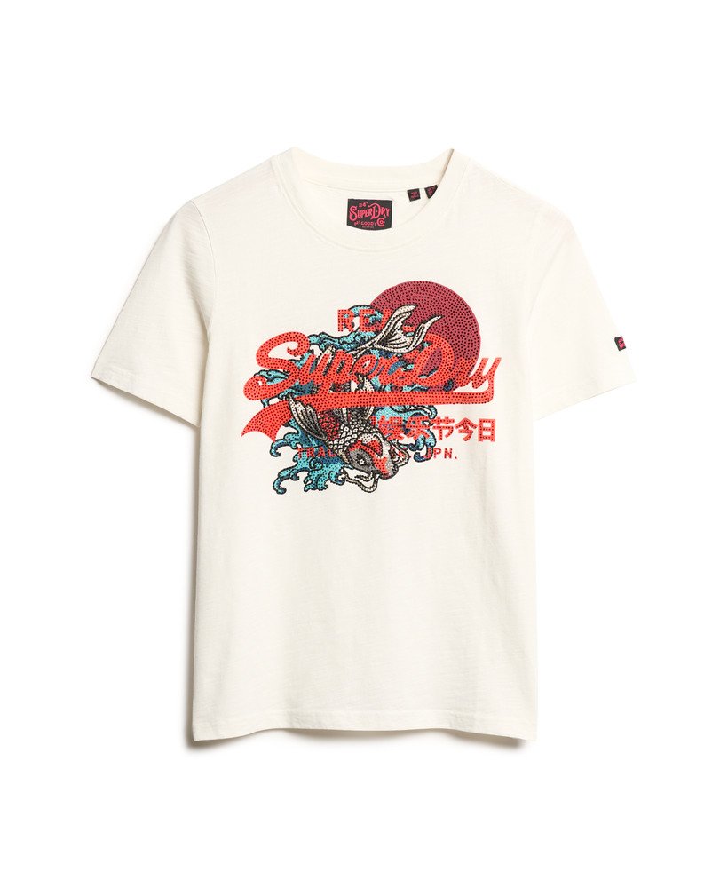koszulka z nadrukiem tokyo vintage logo w kolorze zimowa biel
