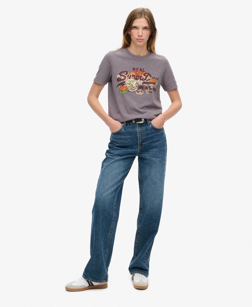 koszulka z nadrukiem tokyo vintage logo w kolorze rock dark grey luźna
