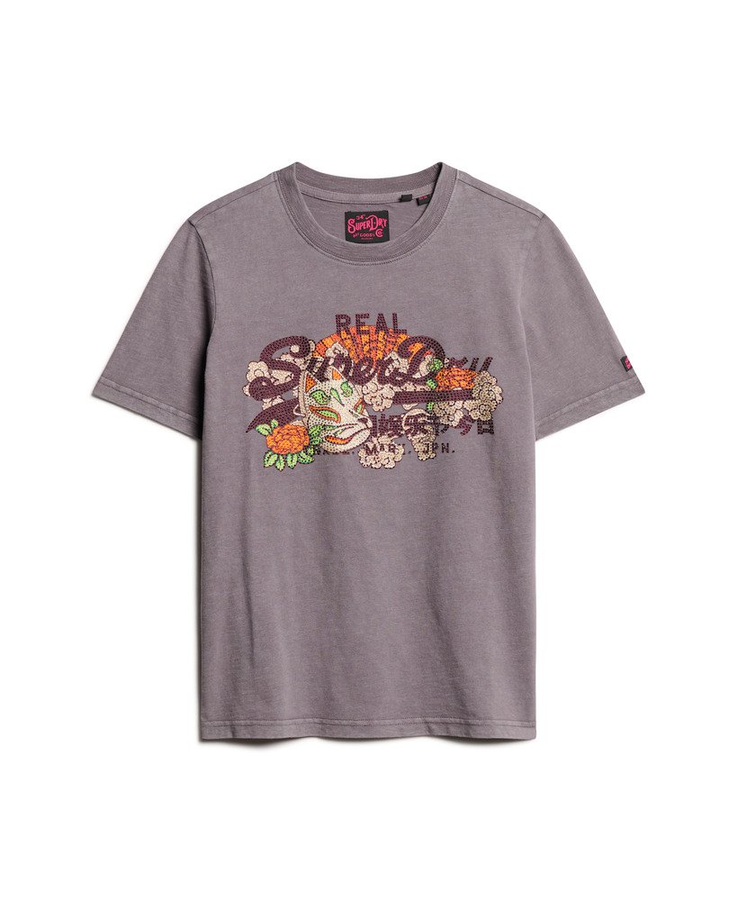 koszulka z nadrukiem tokyo vintage logo w kolorze rock dark grey luźna