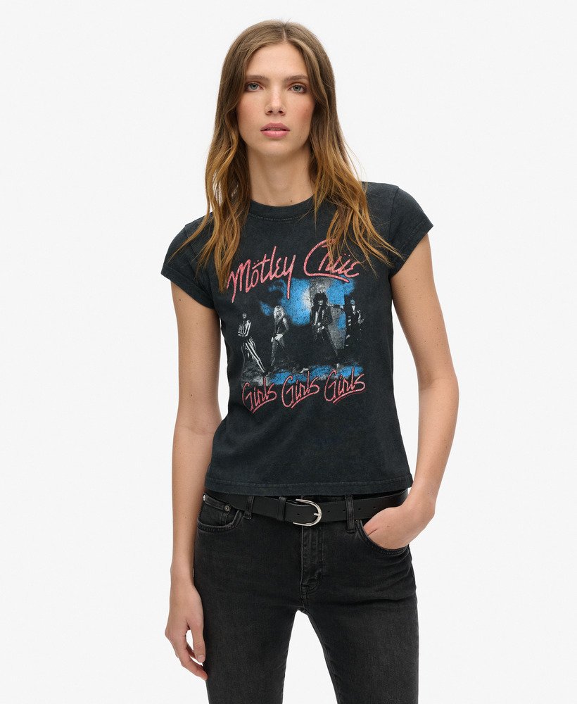 koszulka motley crue x superdry z krótkim rękawem w kolorze mid amp black