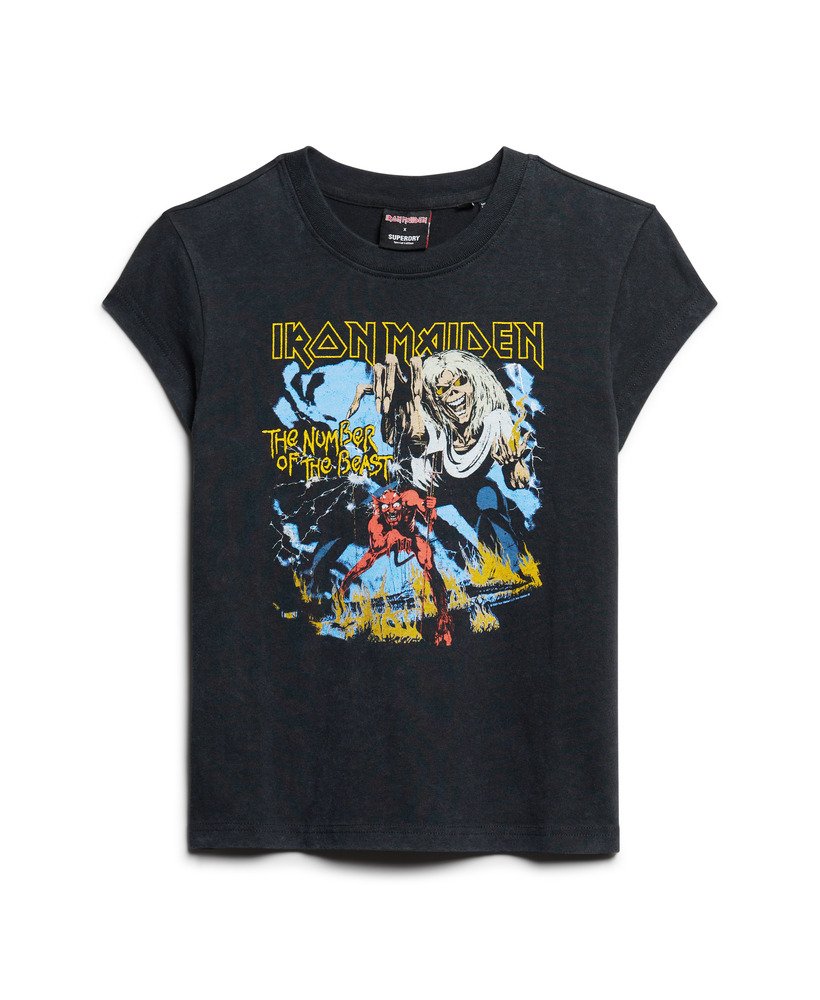 koszulka iron maiden x superdry cap sleeve band w kolorze heavy metal black