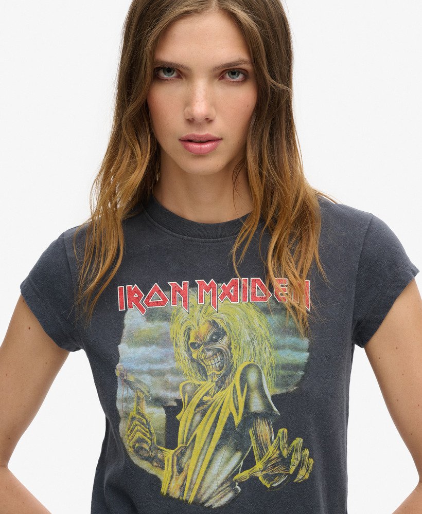 koszulka iron maiden x superdry cap sleeve band w kolorze mid merch black