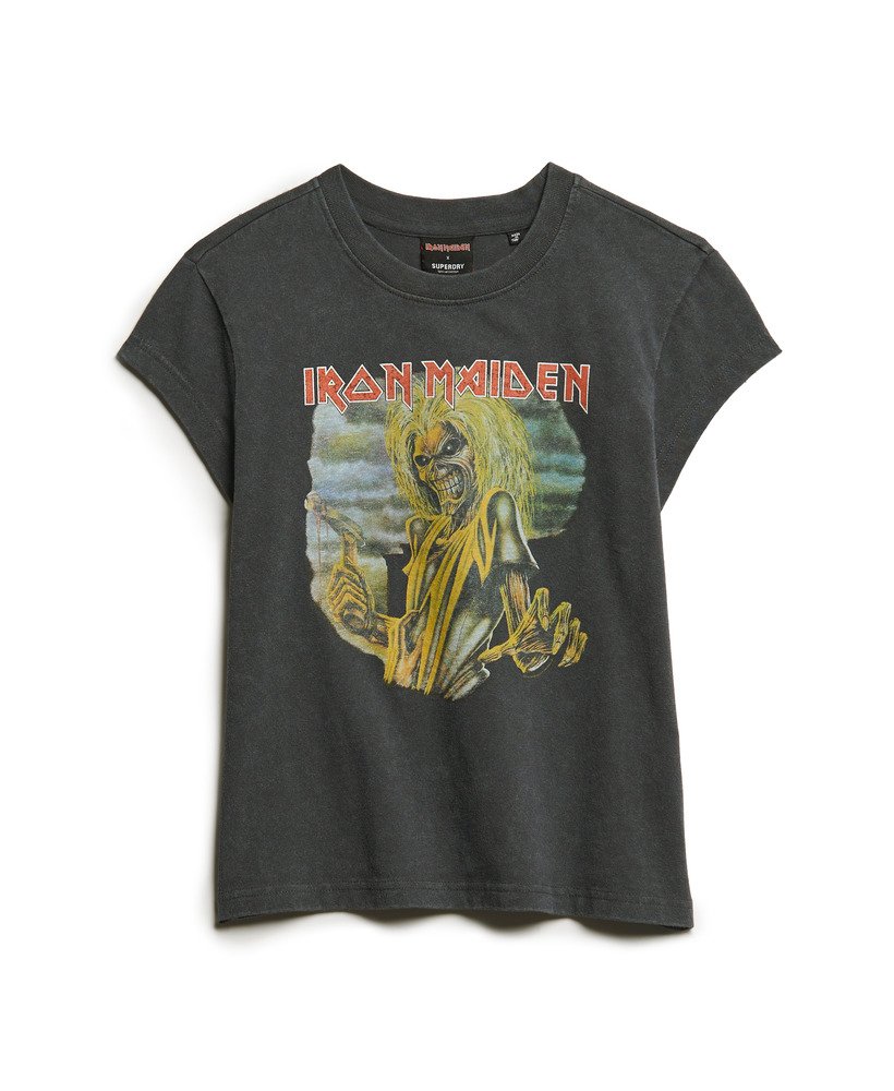 koszulka iron maiden x superdry cap sleeve band w kolorze mid merch black