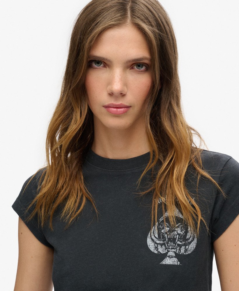 koszulka motörhead x superdry z krótkim rękawem i paskiem z tyłu w kolorze czarnym