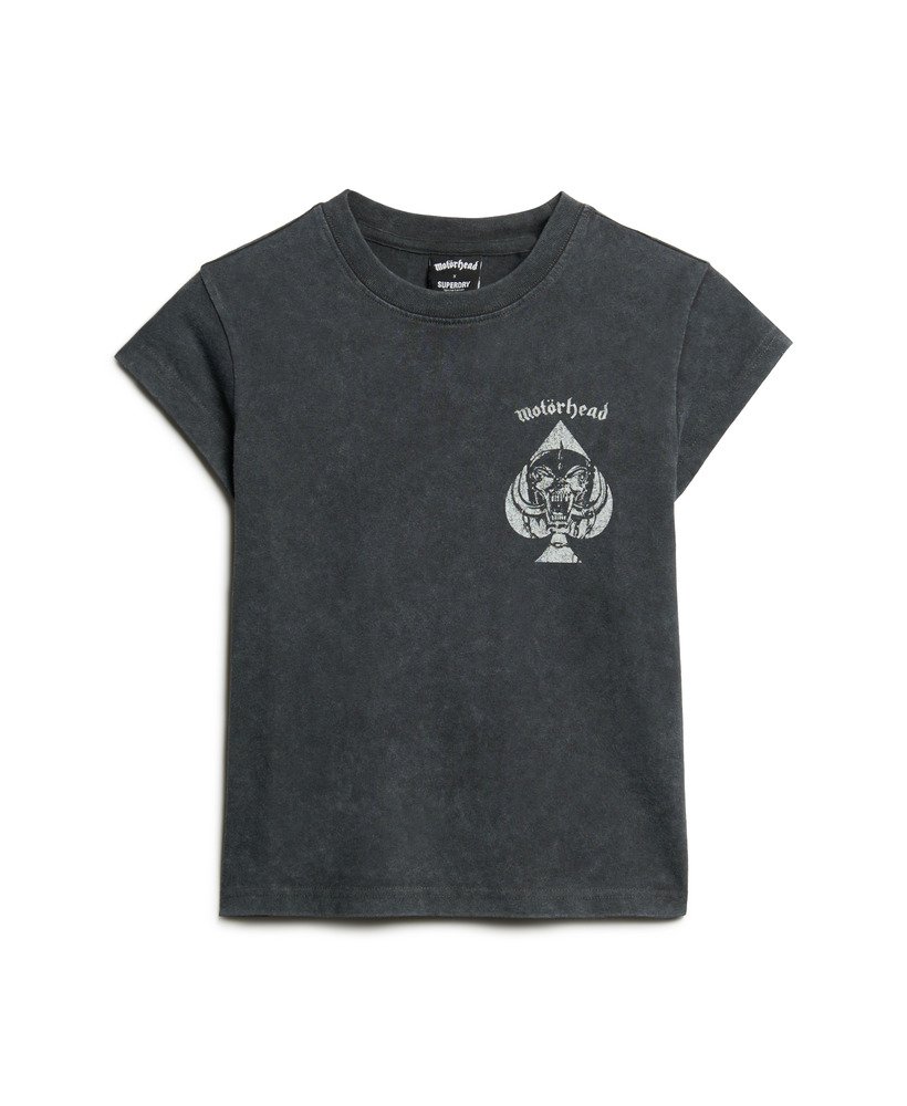 koszulka motörhead x superdry z krótkim rękawem i paskiem z tyłu w kolorze czarnym