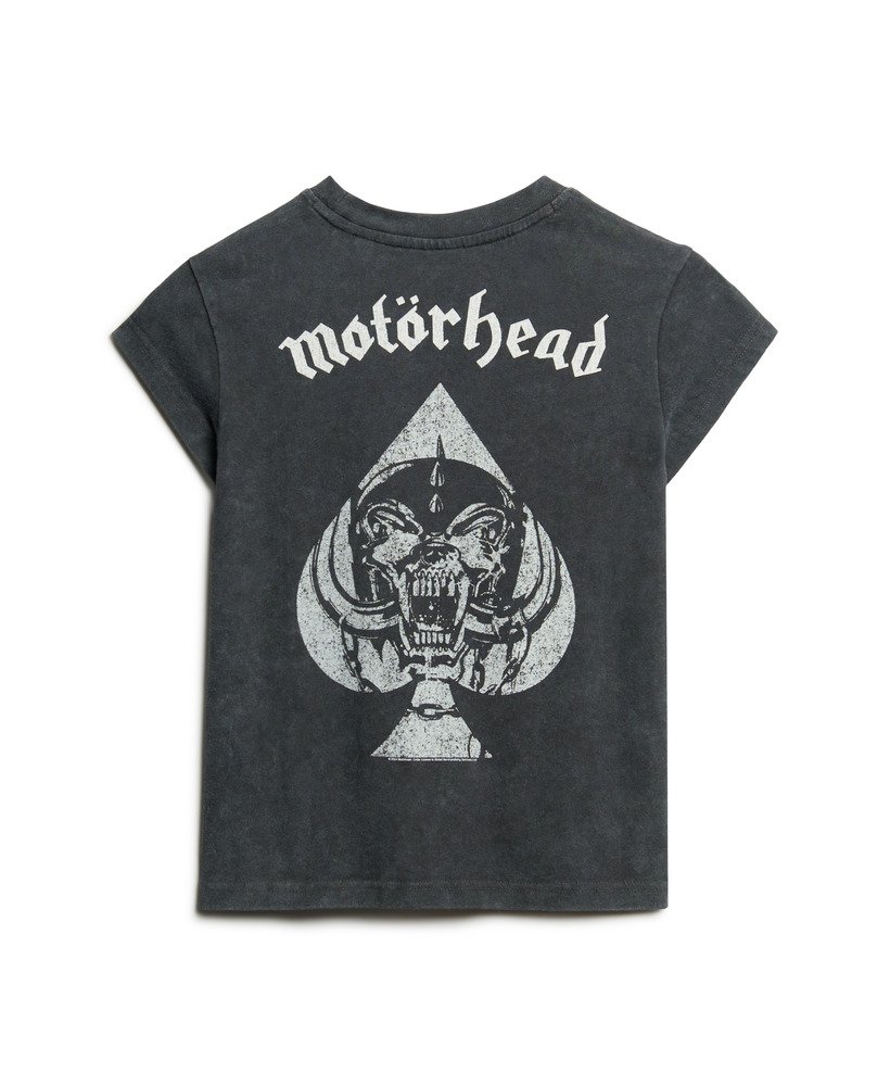 koszulka motörhead x superdry z krótkim rękawem i paskiem z tyłu w kolorze czarnym