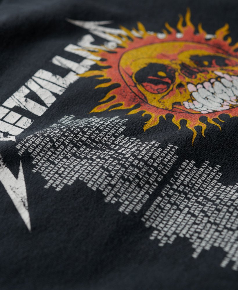 koszulka z krótkim rękawem i nadrukiem zespołu metallica x superdry z tyłu po środku w kolorze czarnym