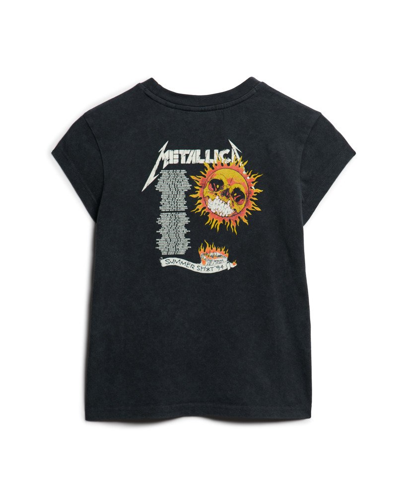 koszulka z krótkim rękawem i nadrukiem zespołu metallica x superdry z tyłu po środku w kolorze czarnym