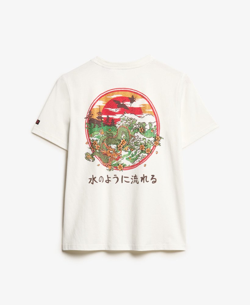 luźna koszulka tokyo rhinestone w kolorze off white
