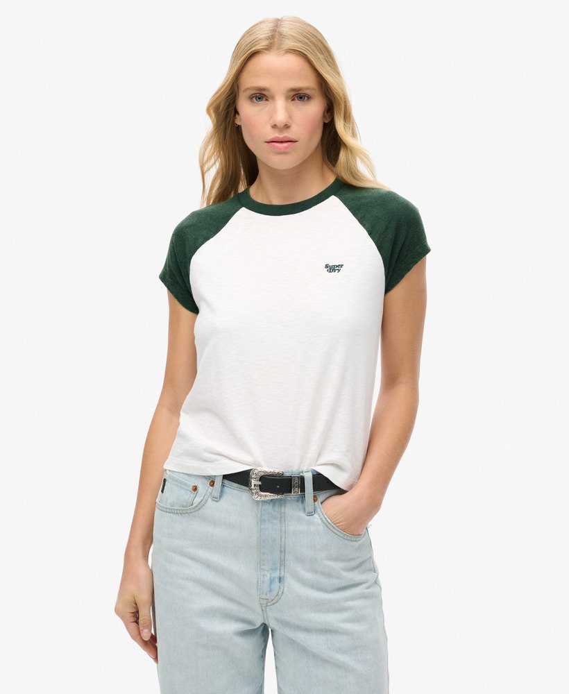 koszulka typu raglan z organicznej bawełny z logo essential w kolorze emaliowanym zielonymecru