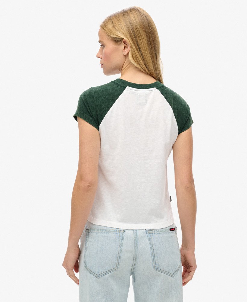 koszulka typu raglan z organicznej bawełny z logo essential w kolorze emaliowanym zielonymecru