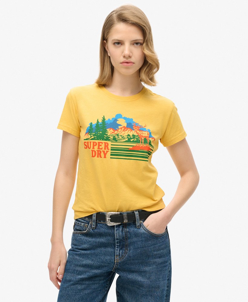 koszulka outdoor stripe fitted t-shirt w kolorze pigmentowo żółtym