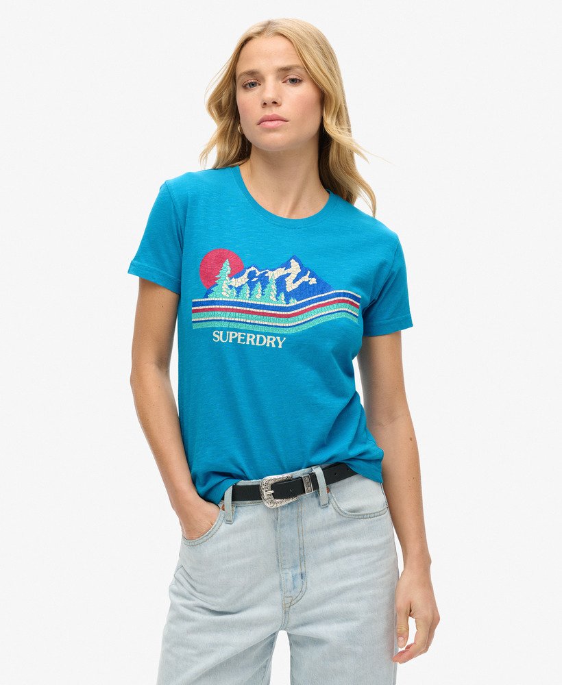 koszulka outdoor stripe fitted t-shirt w kolorze turkusowo-niebieskim