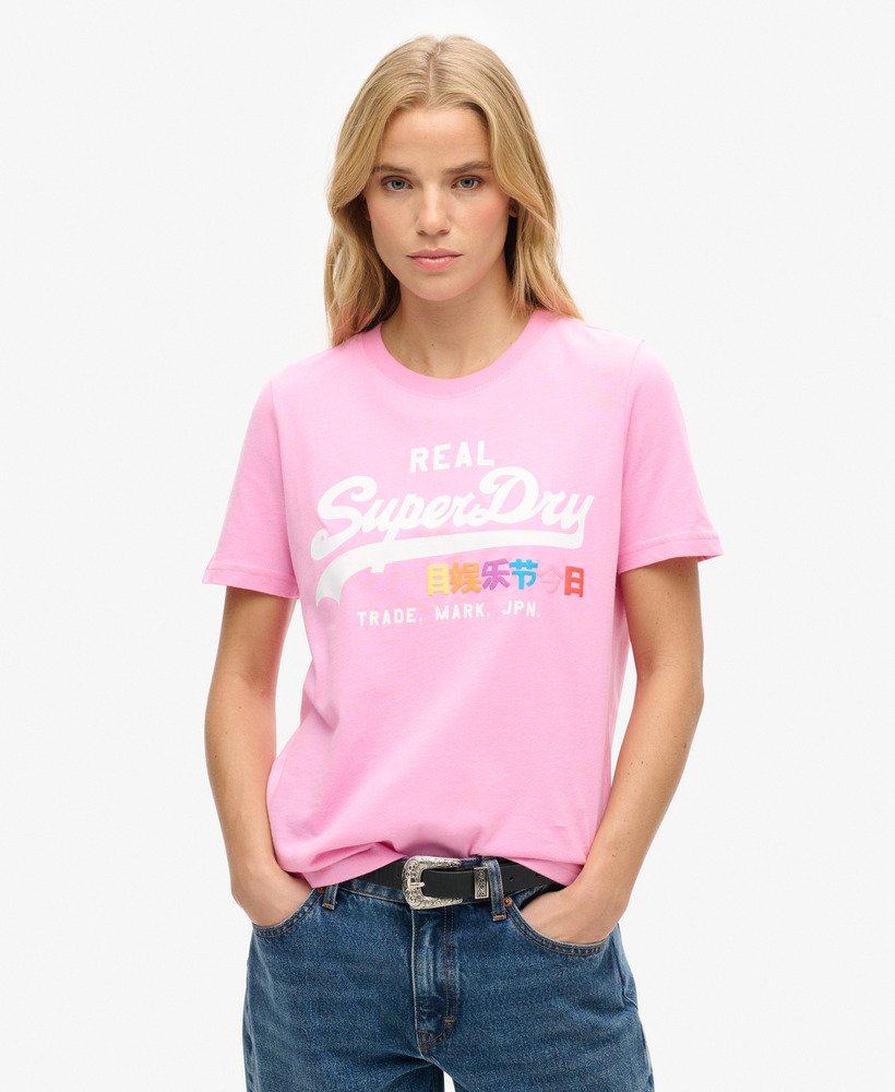 koszulka z logo pop entry w stylu vintage w kolorze marne pink