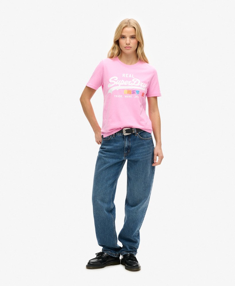 koszulka z logo pop entry w stylu vintage w kolorze marne pink