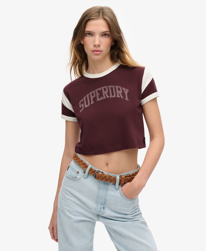 koszulka athletic essentials graphic ringer w kolorze port red