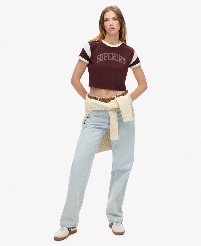 koszulka athletic essentials graphic ringer w kolorze port red