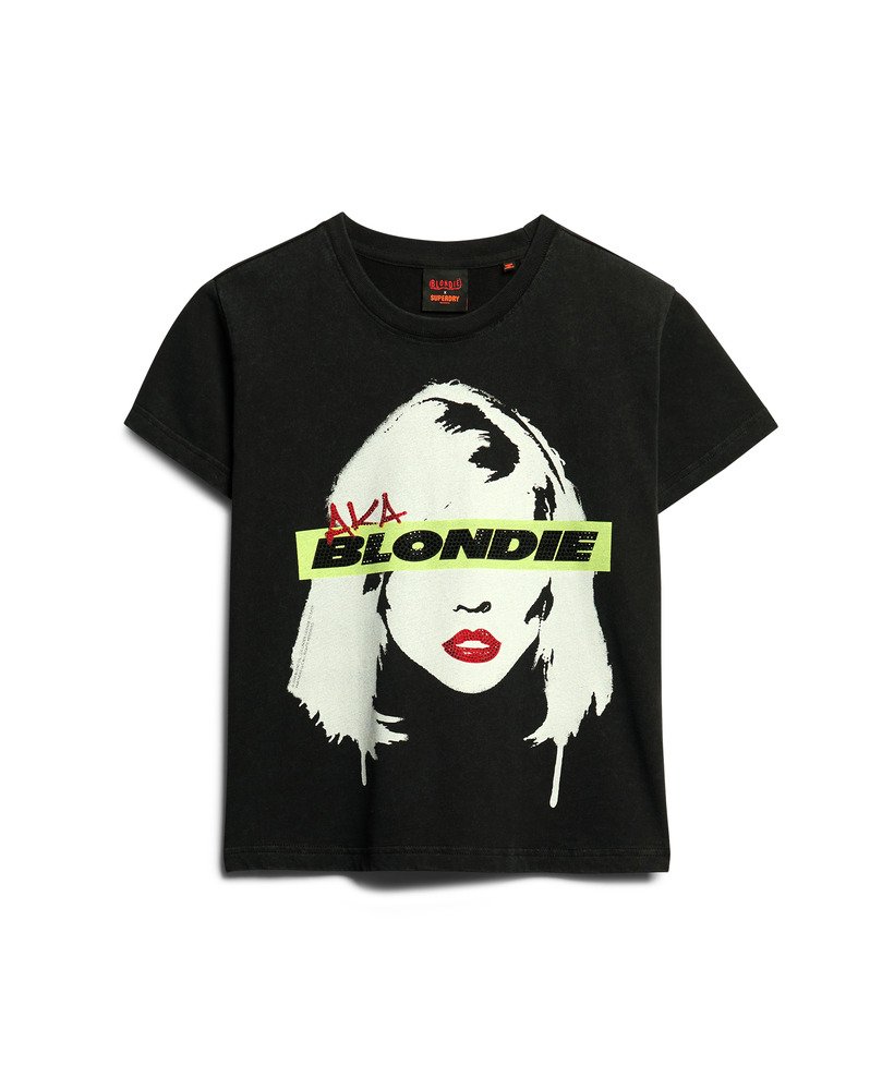 dopasowana koszulka blondie x superdry w kolorze czarnym