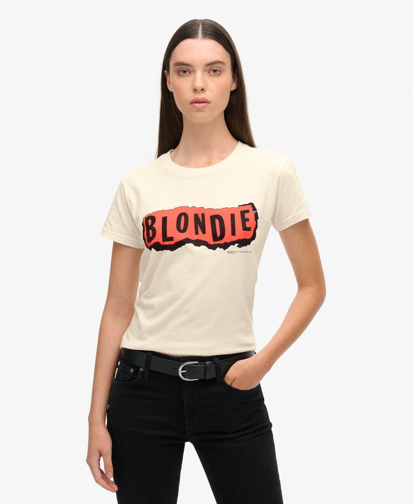 dopasowana koszulka blondie x superdry w kolorze new chalk white