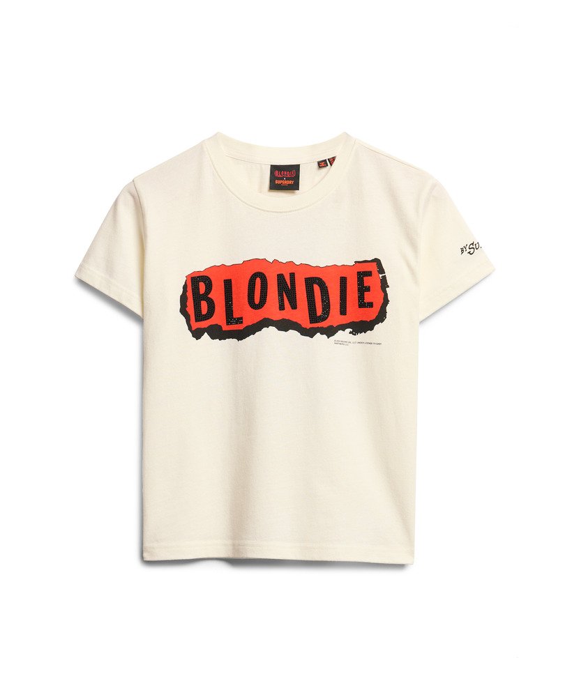 dopasowana koszulka blondie x superdry w kolorze new chalk white