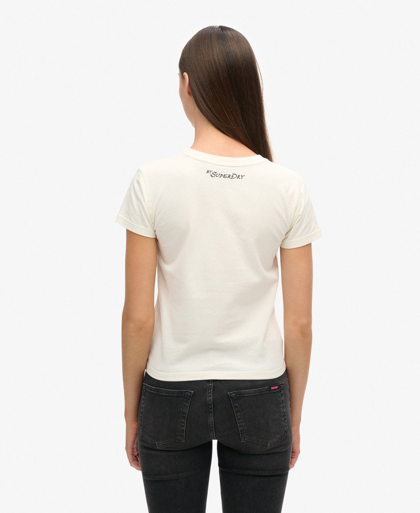 dopasowana koszulka blondie x superdry w kolorze off white