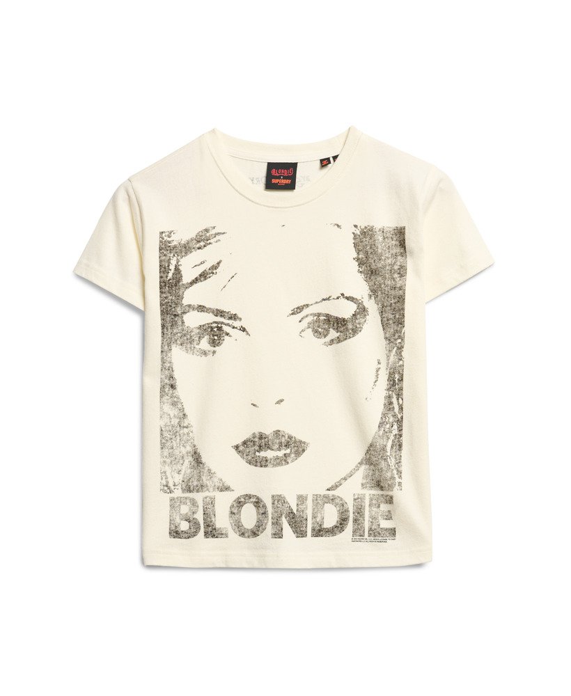 dopasowana koszulka blondie x superdry w kolorze off white