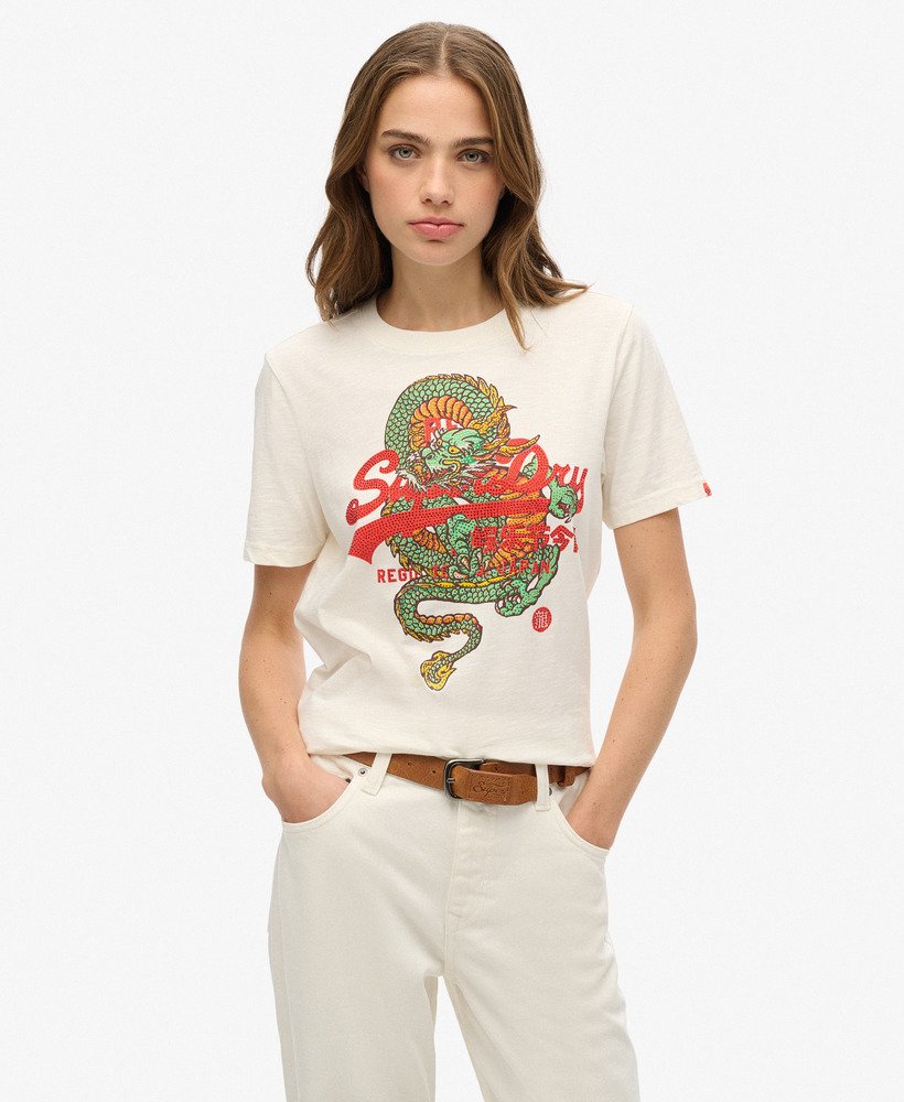 koszulka vintage logo tokyo relaxed w kolorze new chalk white slub