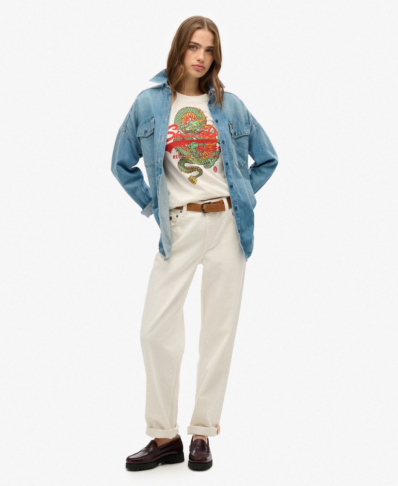 koszulka vintage logo tokyo relaxed w kolorze new chalk white slub
