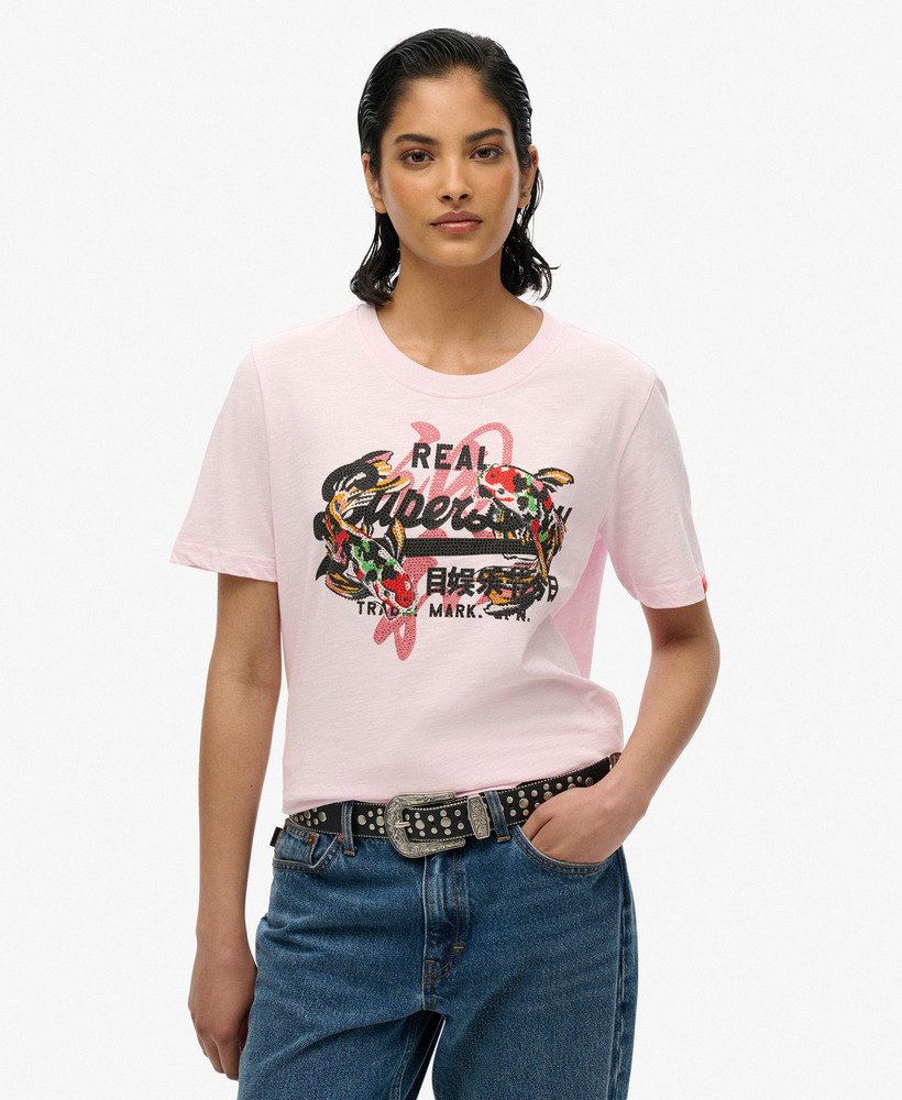 koszulka vintage logo tokyo relaxed w kolorze różowo-różowym slub