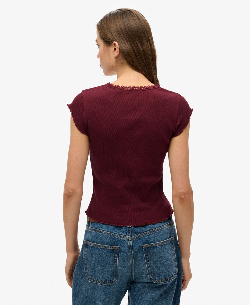 koszulka essential square neck z krótkim rękawem w kolorze port red