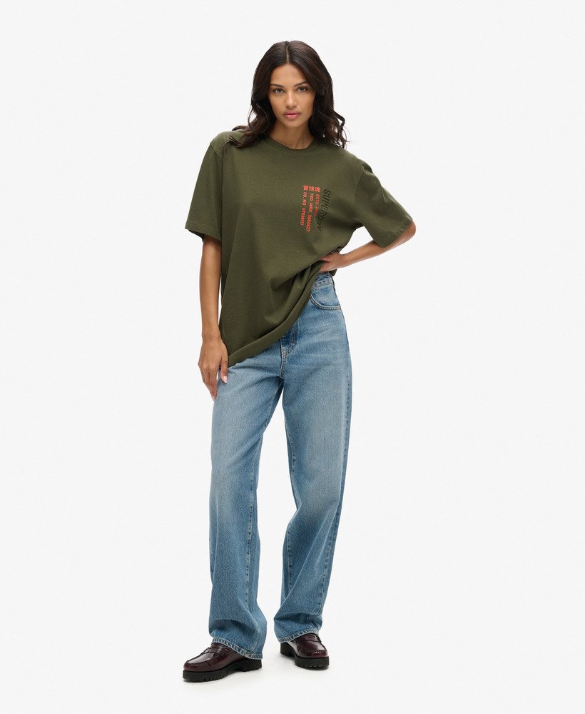 koszulka z logo utility sport w rozmiarze oversize w kolorze khaki