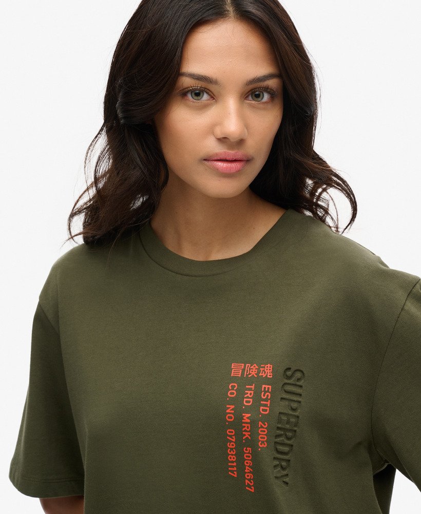 koszulka z logo utility sport w rozmiarze oversize w kolorze khaki