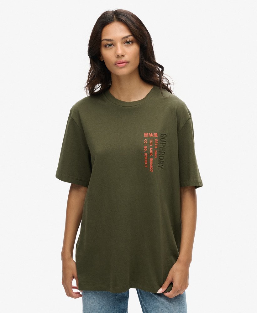 koszulka z logo utility sport w rozmiarze oversize w kolorze khaki