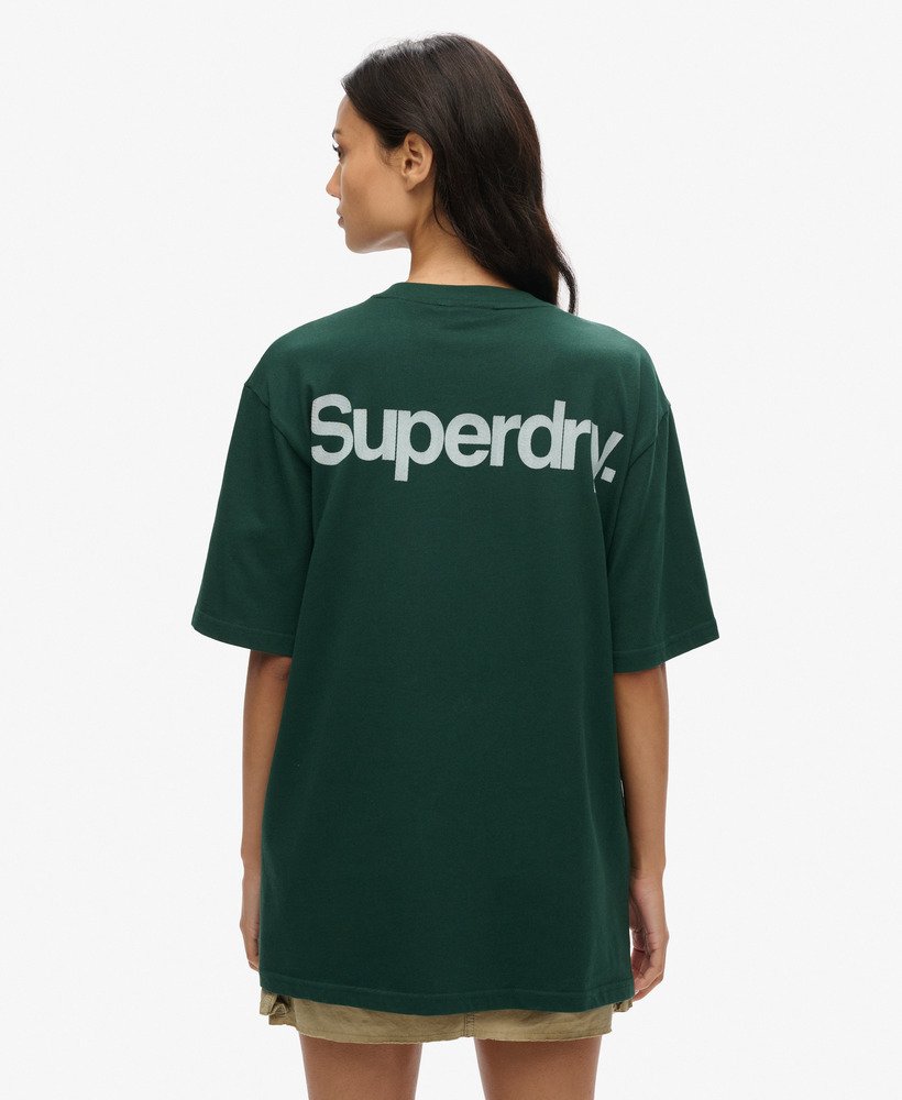 oversized t-shirt z logo core city w kolorze emaliowanej zieleni