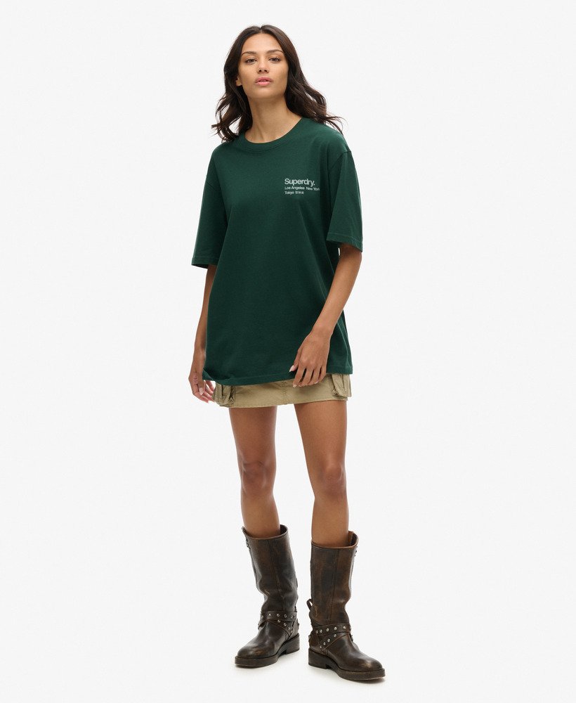 oversized t-shirt z logo core city w kolorze emaliowanej zieleni
