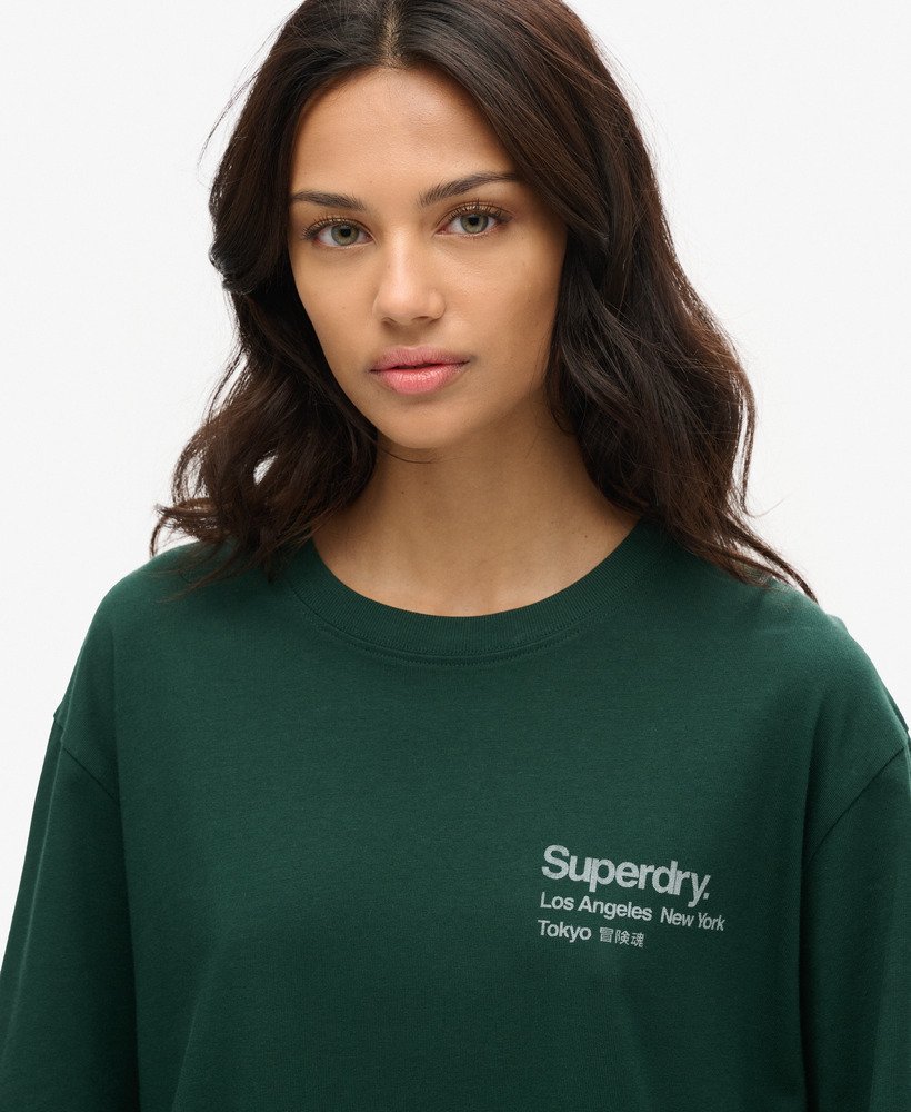 oversized t-shirt z logo core city w kolorze emaliowanej zieleni