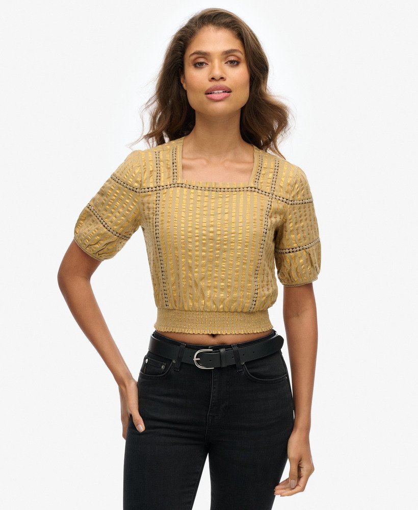limitowana edycja dry textured top w kolorze złotym metalicznym