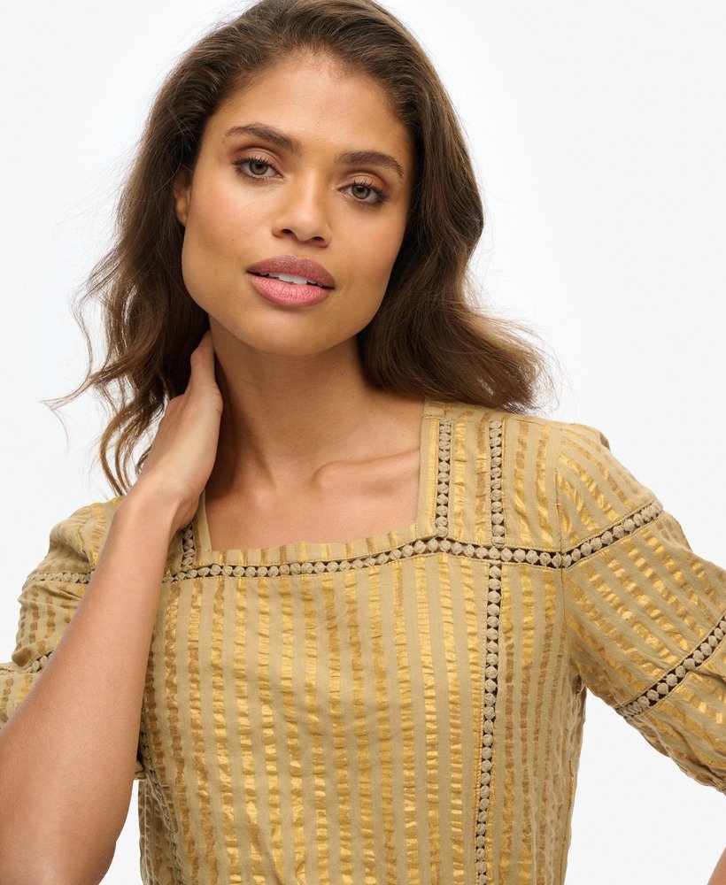 limitowana edycja dry textured top w kolorze złotym metalicznym