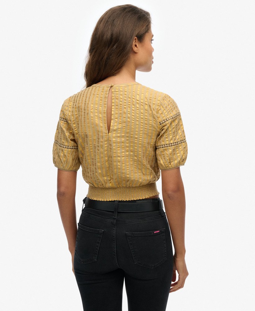 limitowana edycja dry textured top w kolorze złotym metalicznym